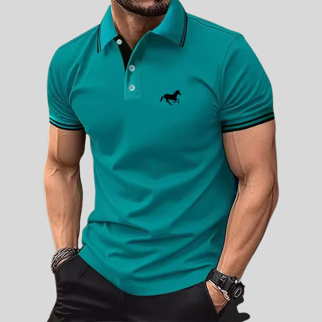 Wilhelm™ - Avslappnad T-shirt med Knappslå och Pikékrage