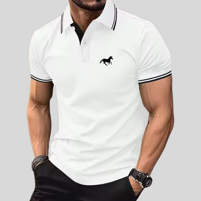 Wilhelm™ - Avslappnad T-shirt med Knappslå och Pikékrage