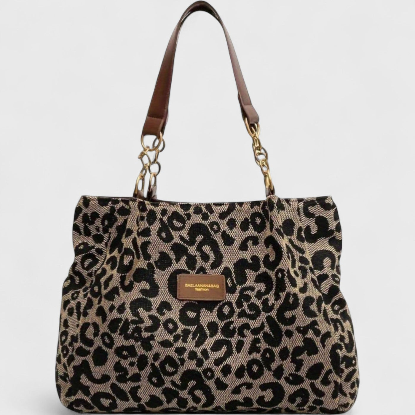 Savari™ - Leopardmönstrad Canvas Shoppingväska