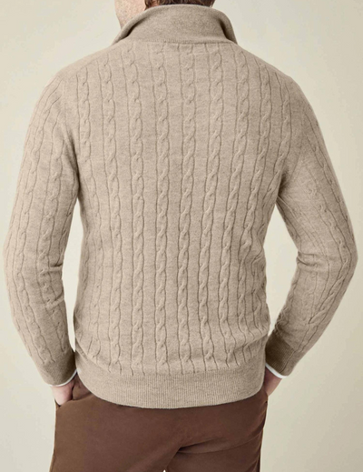 Aslan | Cable Knit Zipper Sweater