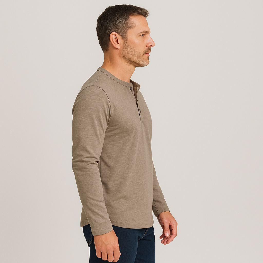 Henley | Collar Long Sleeve T-Shirt