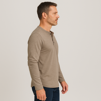 Henley | Collar Long Sleeve T-Shirt