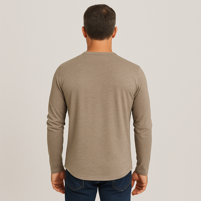 Henley | Collar Long Sleeve T-Shirt