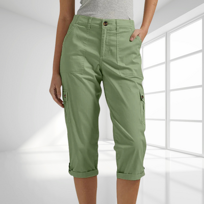 Daria™ - Enfärgade Avslappnade Cargocapribyxor Med Flera Fickor