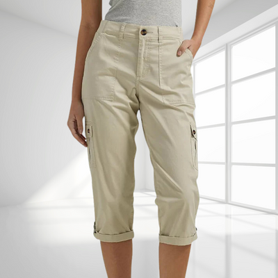 Daria™ - Enfärgade Avslappnade Cargocapribyxor Med Flera Fickor