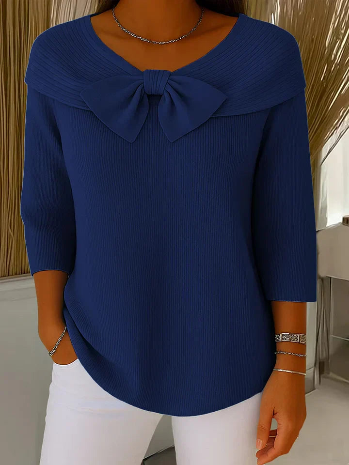 Sheila | Bow and Round Neckline Sweater