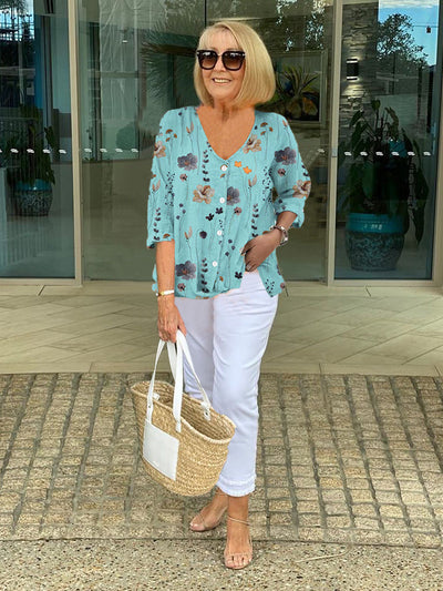 Zephyra™ - Elegant Blommig Blus