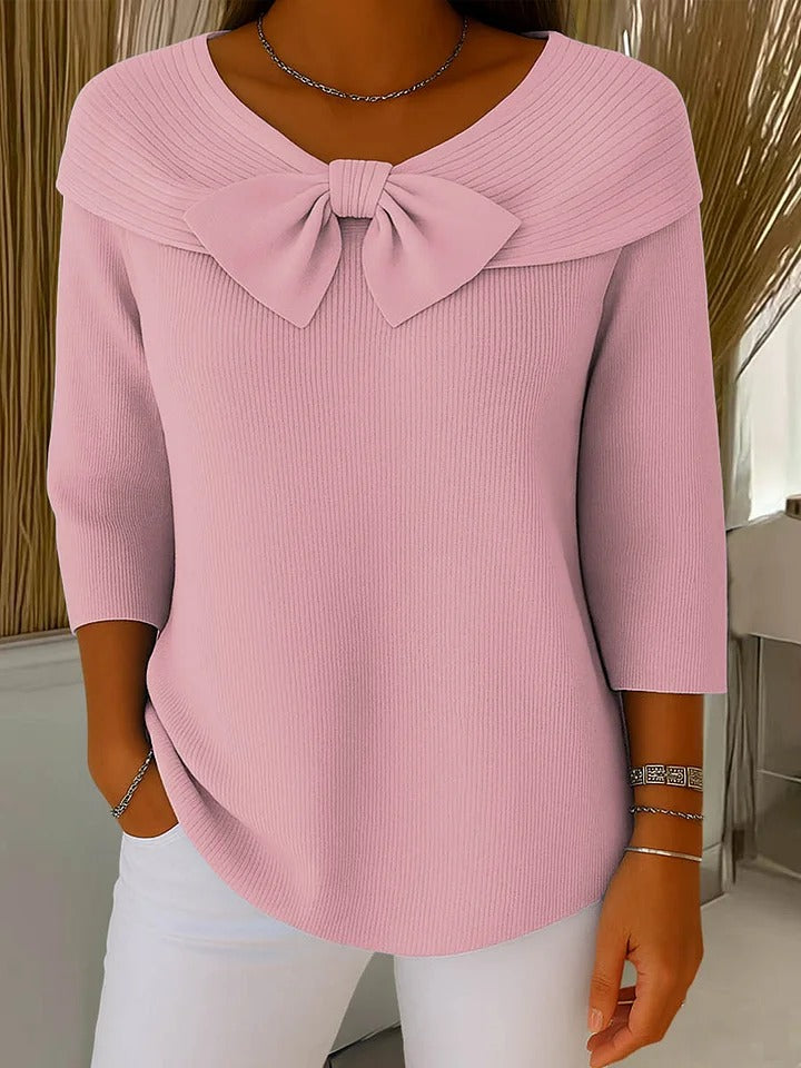 Sheila | Bow and Round Neckline Sweater