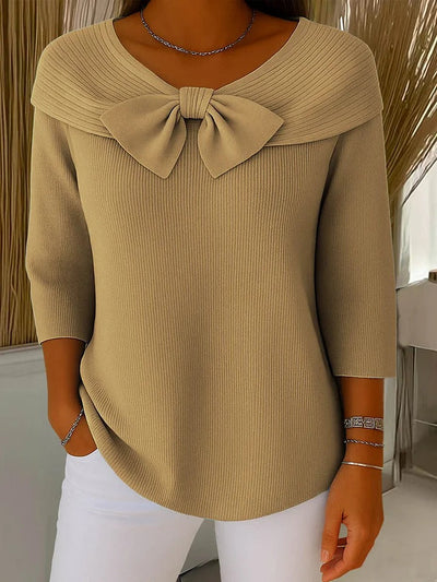 Sheila | Bow and Round Neckline Sweater