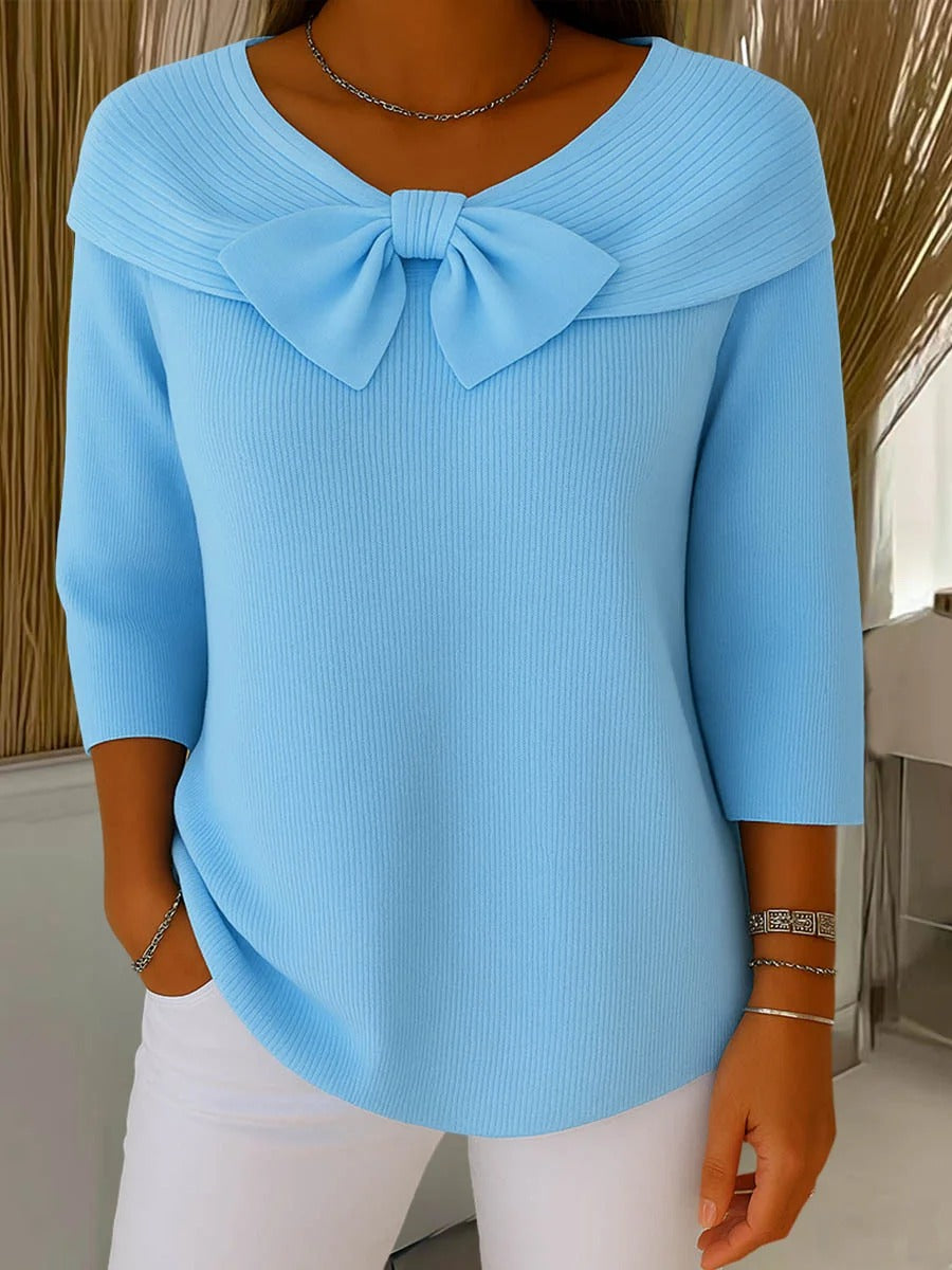 Sheila | Bow and Round Neckline Sweater